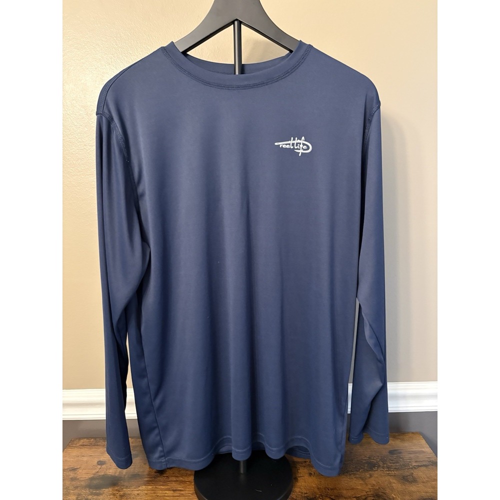 Reel Life Shirt Mens Navy Long Sleeve Sun Ray Defender Series Size Large